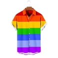 thumbnail image 2 of Penkiiy Rainbow Shirts for Men Print Short Sleeve Regular Fit Hawaiian Casual Button Down Beach Shirts 3XL Multicolor, 2 of 4