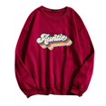 thumbnail image 1 of OUSITAID T-Shirts Graphiques Décontractés à Manches Longues pour Femmes, Col Rond, Chandails en Molleton, Pull-Over, Hauts pour Femmes, 1 of 2