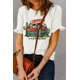 thumbnail image 2 of ABPHQTO Camiseta blanca de manga corta con volantes y estampado gráfico CAMPING para mujer, 2 of 5