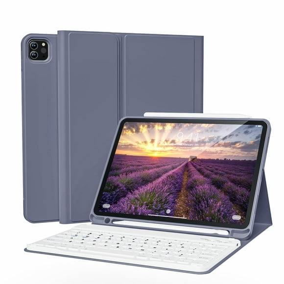 Funda con teclado KVTVOU para iPad Pro de 11 pulgadas (4.ª, 3.ª y 2.ª generación), color morado