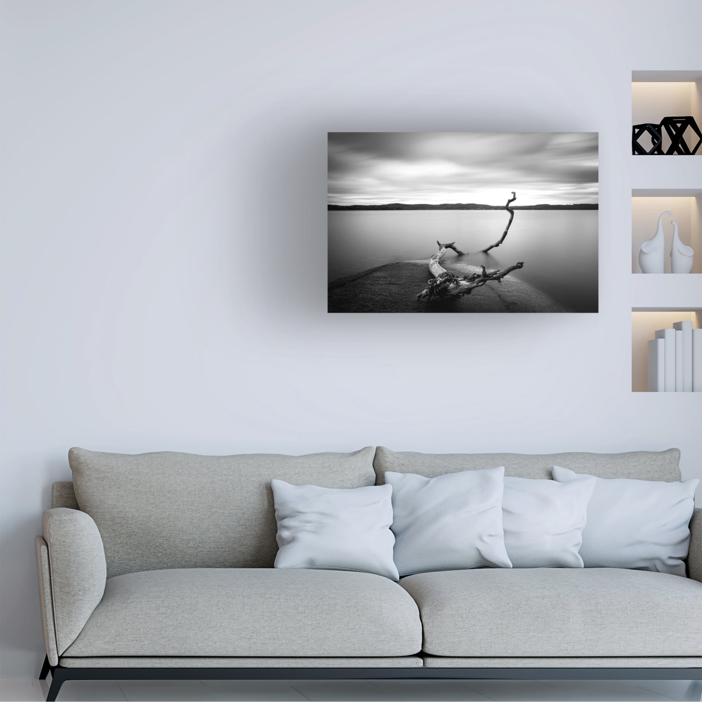 Christian Lindsten 'Branch Long Exposure Lake' Canvas Art