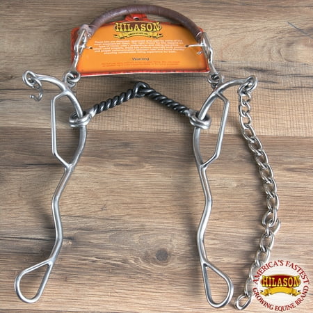 HILASON WESTERN HORSE MOUTH TWISTED WIRE HACKAMORE GAG BIT W/ CURB CHAIN &