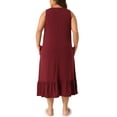 thumbnail image 3 of Agnes Orinda Women's Plus Size Nightgown Sleeveless Wide Strap Pleated Nightdress Chemise Sleepwear 1X Wine Red, 3 of 6