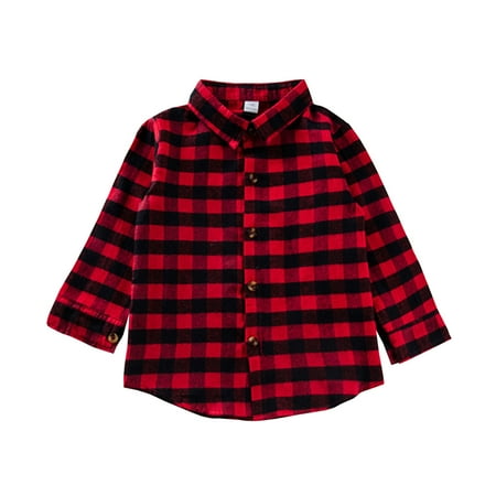 

koaiezne Toddler Long Sleeve Shirt Baby Boy Girl Plaid Top Toddler Spring Winter Coat Kid Girl Shirt Size 7 8 Running Girl Tops