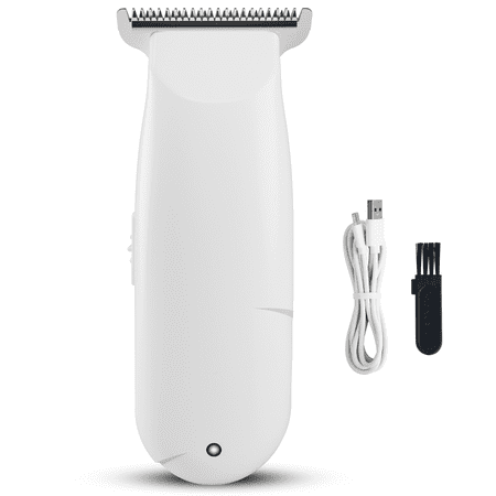 Pink Touch Hair Clippers Silent Cordless Hair Clippers – Mini Trimmer Kit with 3 Guide Combs for Hair Beard Nose & Body Portable & USB Rechargeable White