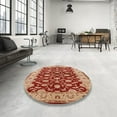 thumbnail image 3 of Ahgly Company Indoor Round Mid-Century Modern SandyBrown Oriental Area Rugs, 4' Round, 3 of 6