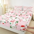 thumbnail image 4 of Feelyou Kawaii Pink Snowman Bed Sheets, Winter Christmas King Sheets, Cartoon Xams Tree Sheet Set, Breathable Home Decor, 4 Pieces, 4 of 7