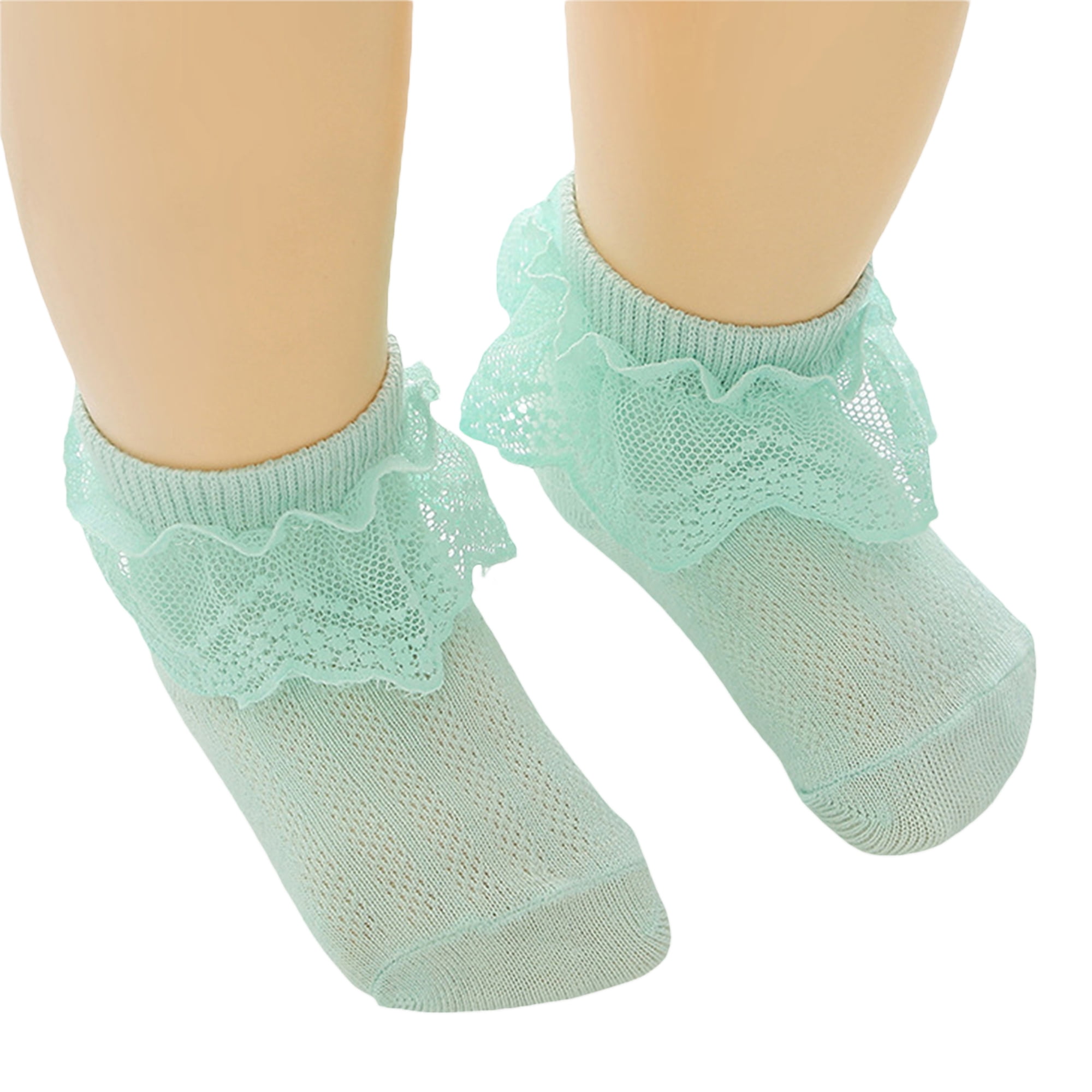 xiaxaixu Baby Girls Lace Ruffle Socks Elastic Kids Crew Socks Breathable Princess Walking Socks for Toddler Infant