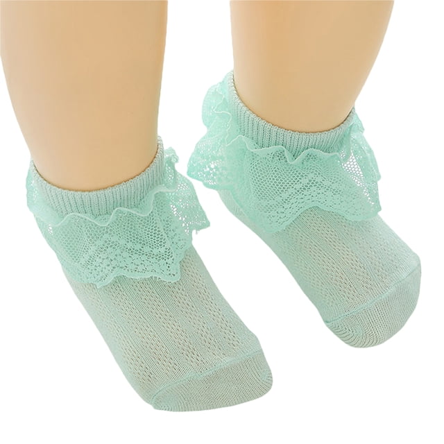 xiaxaixu Baby Girls Lace Ruffle Socks Elastic Kids Crew Socks Breathable Princess Walking Socks for Toddler Infant