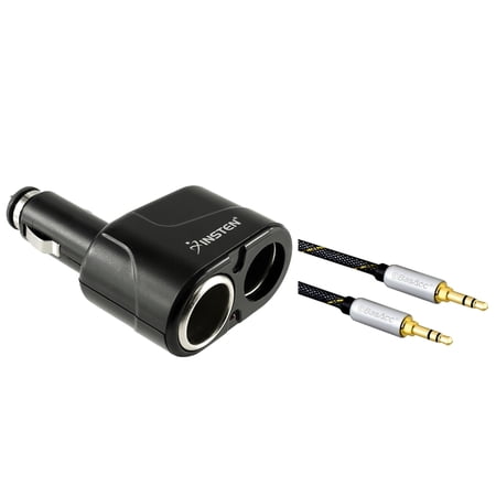 lighter aux cord cigarette ( Splitter Way Cigarette Lighter 3 Car Two Socket Insten