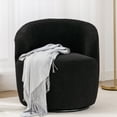 thumbnail image 2 of Hassch Black Upholstered Swivel Barrel Chair, Modern Teddy Fabric Accent Lounge Armchair with Metal Base and Ergonomic Backrest, for Home Office, Living Room, Bedroom, 2 of 7