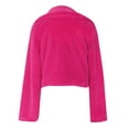 thumbnail image 6 of VERUGU Womens Jackets Casual Cropped Faux Fur Coat Parka Shaggy Coat Fall Winter Long Sleeve Outerwear Fluffy Solid Jackets Hot Pink M, 6 of 6