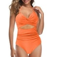 thumbnail image 1 of Aayomet Maillots de Bain une Pièce pour Femmes Résistant au Chlore Col Rond Coupe Douce Maillot de Bain Sportif une Pièce Imprimé, Orange m, 1 of 4
