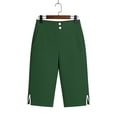 thumbnail image 7 of Kinrui Women's Bermuda Long Shorts with Pockets Slit Hem Knee Length Shorts High Waisted Stretch Work Dress Shorts Green L, 7 of 7