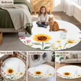 thumbnail image 5 of Sunflower Round Area Rug 3.3 FT, Non Slip Small Entryway Kitchen Mat, Yellow Summer Botanical Country Washable Soft Circular Rug Non-Shedding Door Mat for Bathroom Playroom Kids Room, 5 of 9