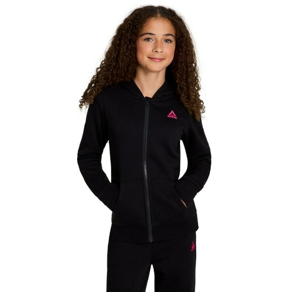 Reebok Girl’s Game Day Fleece Full Zip Hoodie, Sizes 4-18