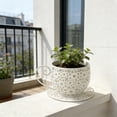 thumbnail image 4 of Weloille Coffee Cup Shape Courtyard Hollow Flower Pot, Creative Rustproof Drainage Hole Weather Resistant Planter, Unique Decorative Plant Container, for Garden Patio Lawn Balcony Decor, 4 of 6