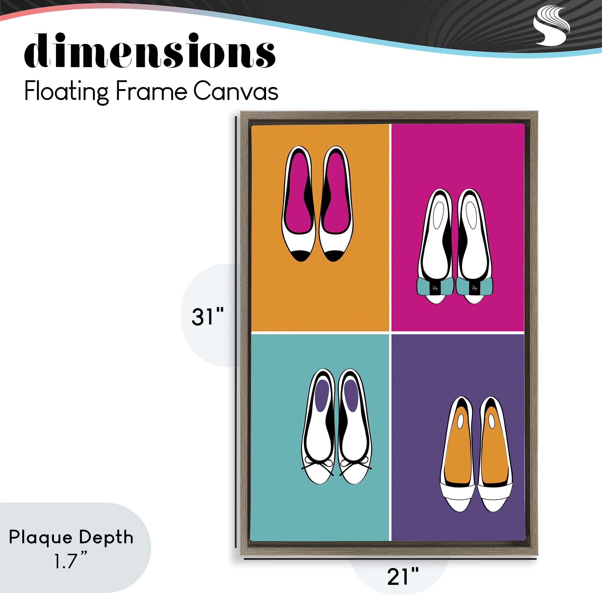 Stupell Industries Bold Pop Trendy Flats Brown Framed Floater Canvas Wall Art, design by Martina Pavlova