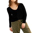thumbnail image 1 of Women‘s Causal T-Shirt V Neck Long Sleeve Loose Fit Tops Solid Color Blouse Basic Tees, 1 of 4