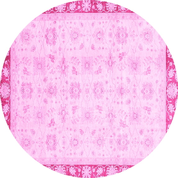 Ahgly Company Indoor Round Oriental Pink Traditional Area Rugs, 8' Round