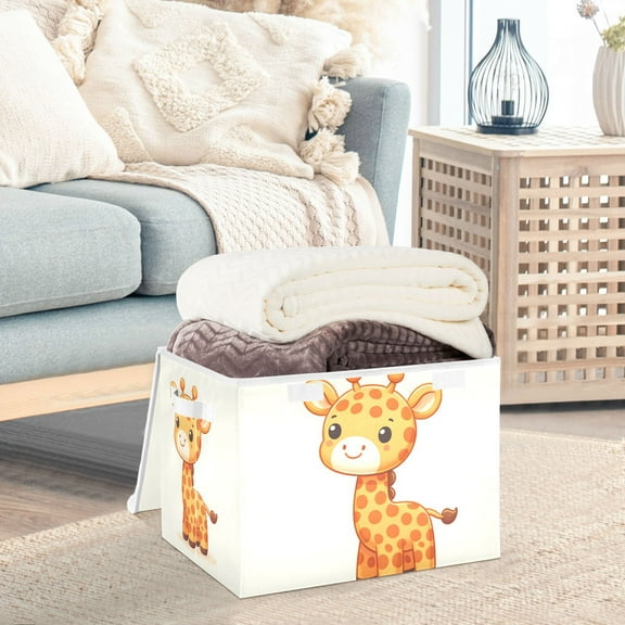 Cute Giraffe Storage Basket Foldable Laundry Basket Shelf Kids Toy Storage Container Organizer with Handles