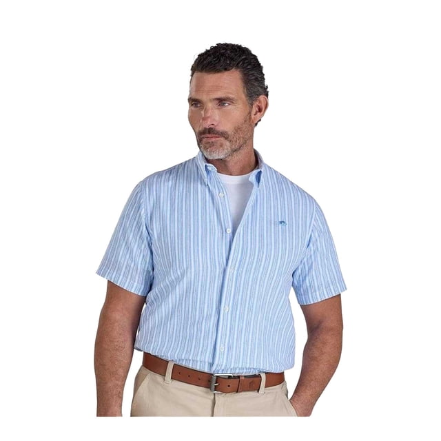 Raging Bull Mens Orleans Stripe Seersucker Short-Sleeved Shirt