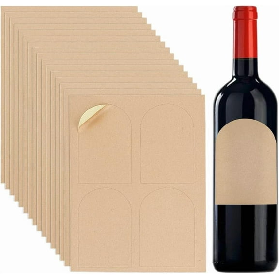 80pcs Arched Wine Bottle Labels Printable Wine Bottle Stickers Waterproof Glass Bottles Label for Lazer Printer Blank Kraft Labels for Jar Tins Sealing Home Chateau Wedding 4.7x3.5 Inch