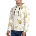 thumbnail image 2 of KLL Gold Christmas Tree Print Mens Hoodie Long Sleeve Casual Pullover Hooded Sweatshirt Fashion Drawstring Hoodies with Pocket-Small, 2 of 6