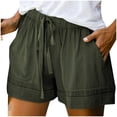 thumbnail image 1 of Womens Comfy Drawstring Splice Casual Elastic Waist Pocketed Loose Shorts Pants, 1 of 4