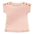 thumbnail image 7 of CAIVO Women Shirts Casual Solid Color Blouse Jacquard Hollow Short Sleeved Tops O-Neck Relaxed Fit Shirts, 7 of 7