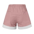 thumbnail image 5 of Oiangi Womens Flat Front Shorts Color Block Summer Shorts Elastic Waist Drawstring Holiday Travel Shorts with Pockets Pink L, 5 of 7