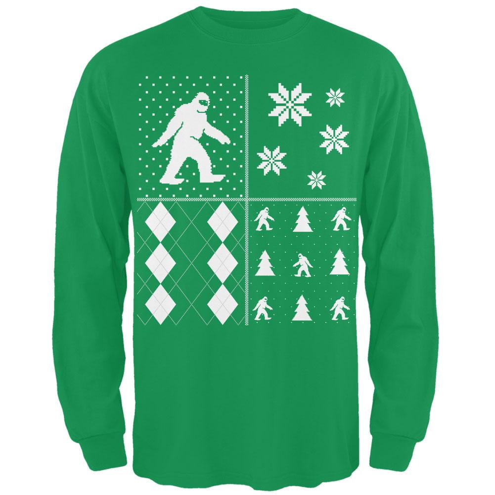 Sasquatch Festive Blocks Ugly Christmas Sweater Green Long Sleeve T Shirt Walmart