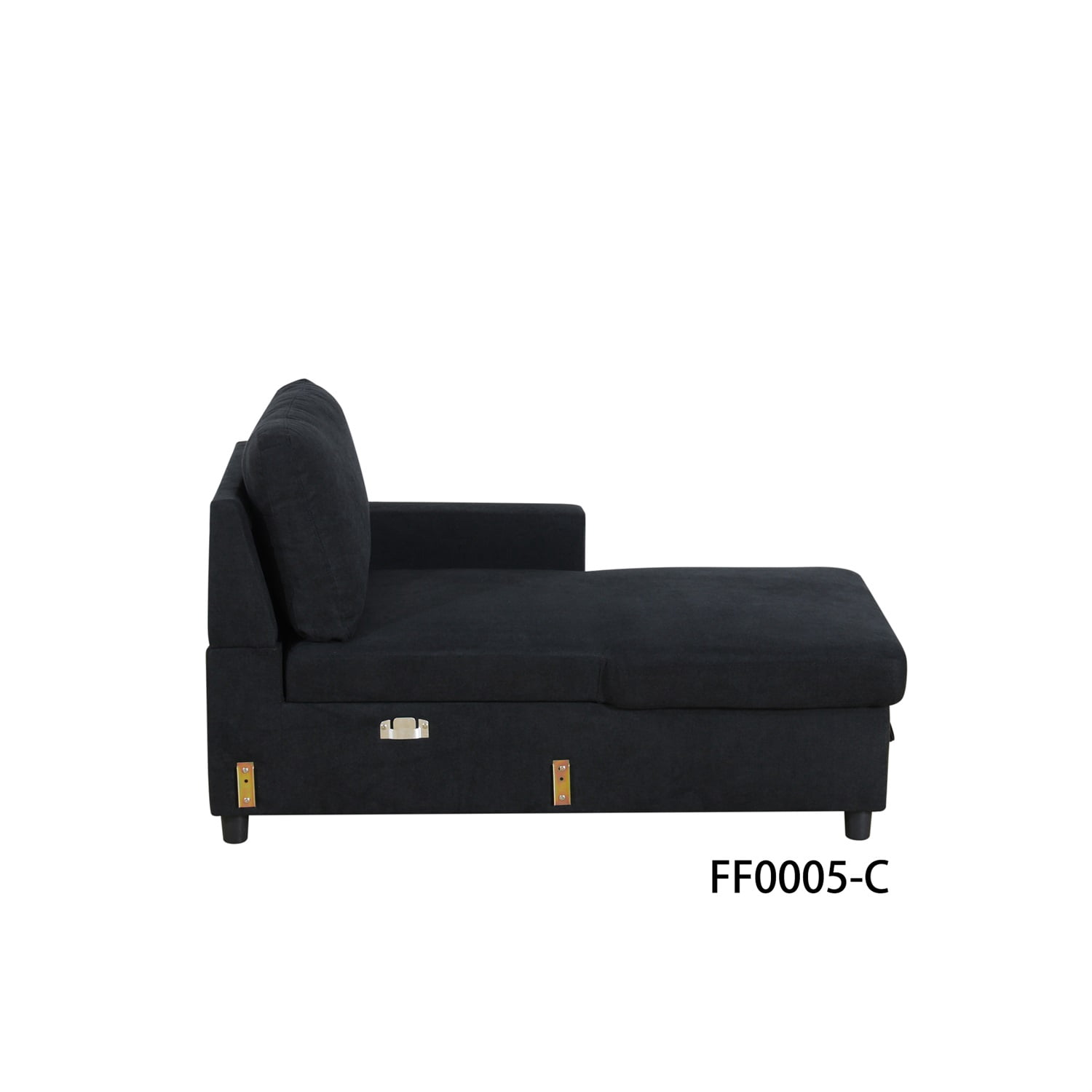 Hommoo Flannelette Reversible L-Shaped Sleeper Sofa Bed, Modern Sectional Couch Sofa Bed with Storage, Pull-Out Couch Sofa for Living Room, Bedroom and Office, Black