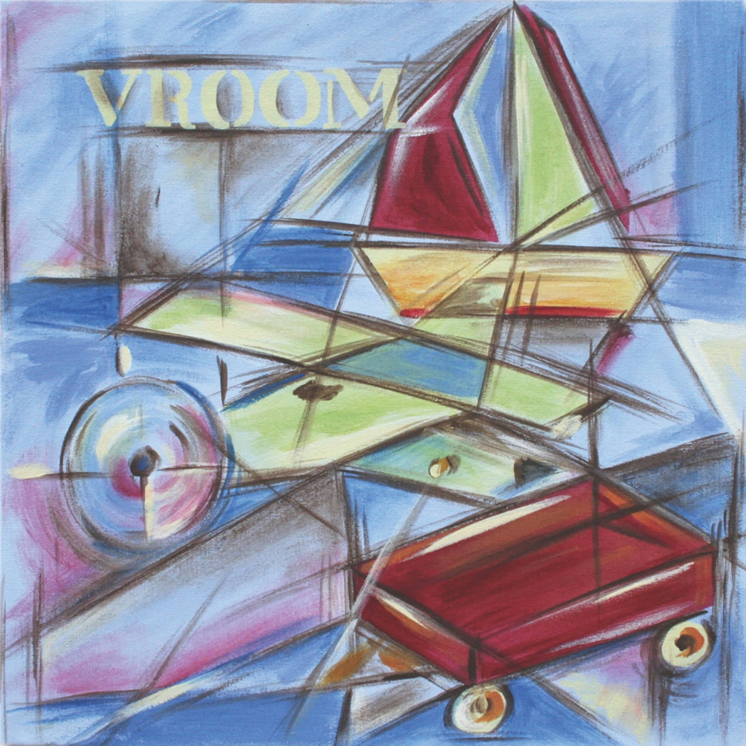 Marmont Hill "Vroom" by Reesa Qualia Painting Print on Wrapped Canvas
