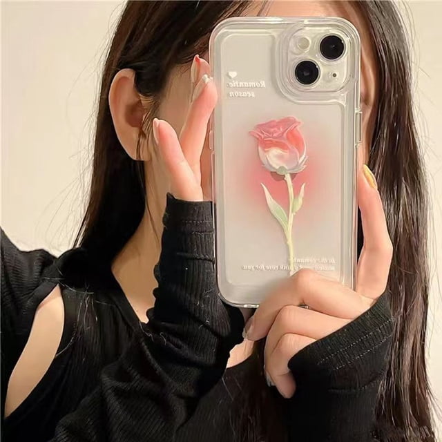 Apple espacio teléfono caso iPhone13inspromax gradiente 11 Rosa Suave caso 12 caso transparente 78p flor MOWB