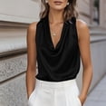 thumbnail image 6 of Women's Silk Satin Tank Top, Casual Camisole Sleeveless Business Blouse for Dressy Summer Work and Office Wear,Black,S, 6 of 8