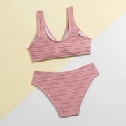 Fesfesfes Teen Girls Summer Holiday Bikini Sets Children Girls Swimwear Split Two Piece Swimsuit Swim Pool Beach Wear Skinny Bathing Suit 5-14 Years