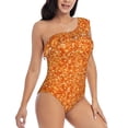thumbnail image 3 of Honeii Orange Glitter for women's one-piece swimsuit featuring a chic one-shoulder design experience elegance and style in the water-Small, 3 of 6