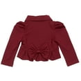thumbnail image 3 of Toddlers and Girls French Terry Knit Zuri Scalloped Trim Crop-Jacket in Vivid Burgandy 6, 3 of 8