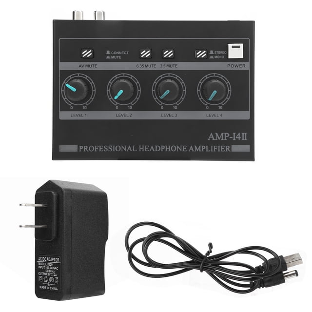 Mono Stereo Headphone Amplifier,Headphone Amplifier 4Channel Ferroalloy Chargeable Headphone Amplifier Independent Volume Control Headphone Amplifier Stylish and Modern