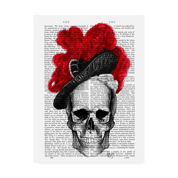 Trademark Fine Art 'Skull with Red Hat' Canvas Art by Fab Funky