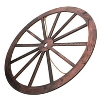 LEORX Rustic Brown Wood Wagon Wheel Wall Hanging for Study Room Decor