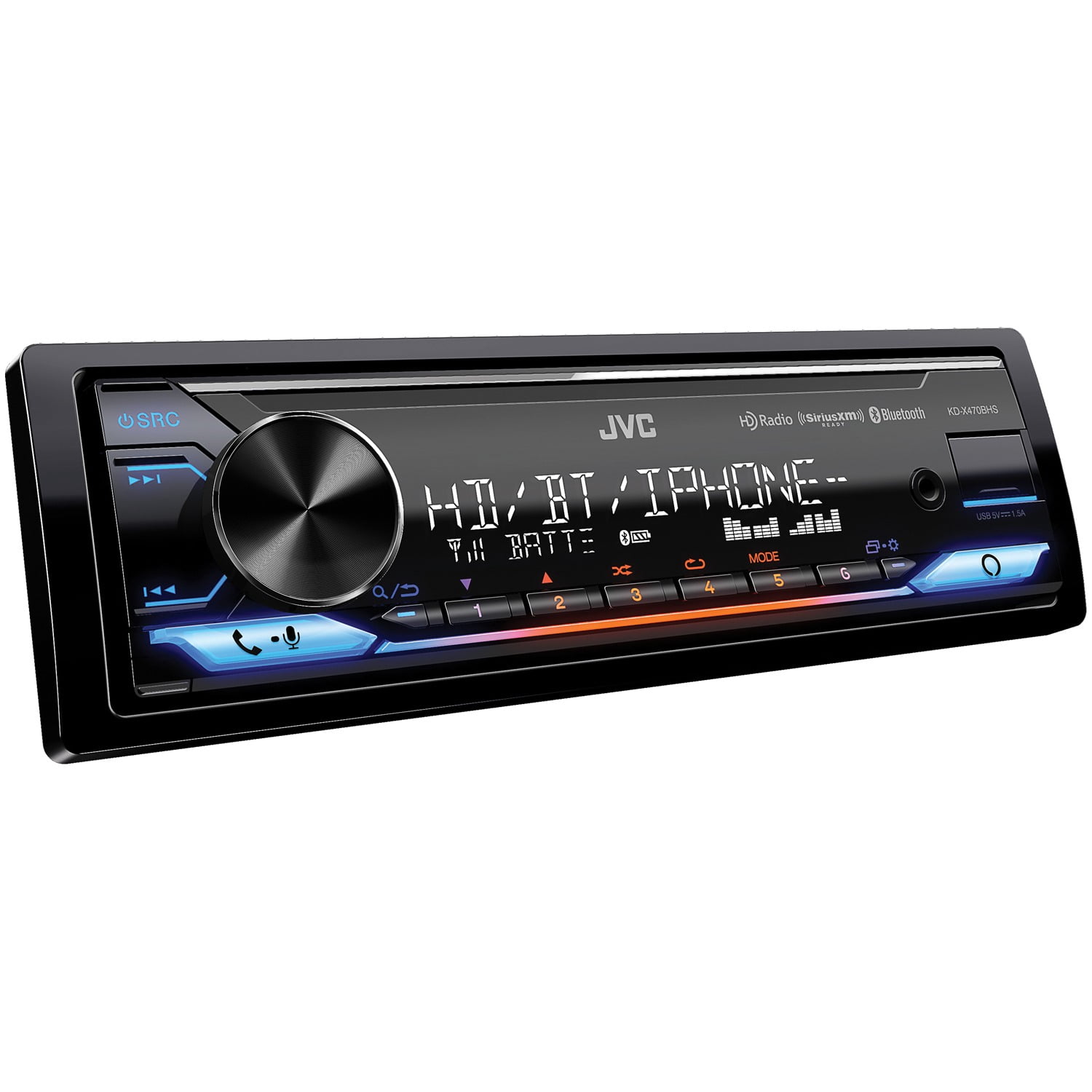 JVC KD-X470BHS Single-Din in-Dash Digital Media Receiver with