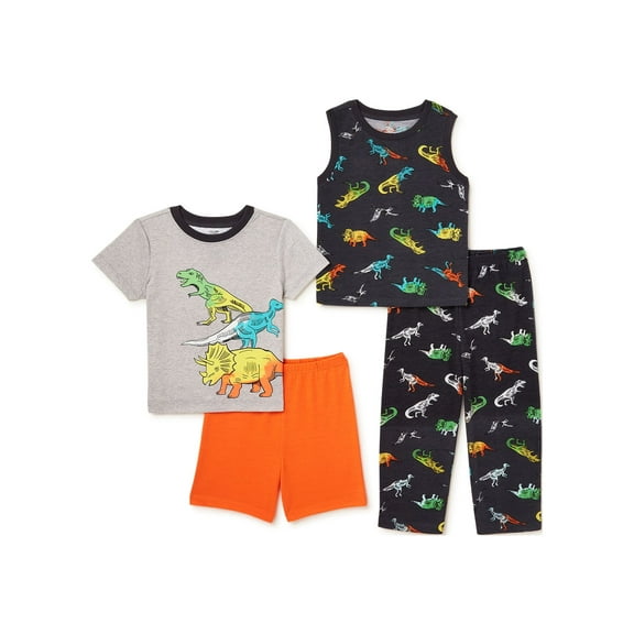 Cozy Jams Baby & Toddler Boys T-Shirt, Tank Top, Shorts and Pants, 4-Piece Sleep Set, Sizes 12M-5T