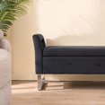 thumbnail image 3 of GZXS Modern Velvet Storage Bench with Armrests, 67.9" Long Soft Upholstered Bench with Flip-Top Hidden Storage and Silver Metal Legs for Bedroom and Entryway, Black, 3 of 8