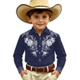 thumbnail image 5 of XAOFW Boys Button Down Shirts Western Cowboy Long Sleeve Lapel Floral Printed Shirt Classic Denim Casual Shirts For Outdoor Play Soft Tops 4-5 Years, 5 of 5