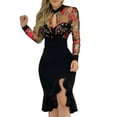 thumbnail image 1 of Seyurigaoka Women Sexy Embroidery/Sequin See-through Mesh Sleeve Cutout Ruffle Dress, 1 of 6