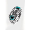 thumbnail image 2 of Anillo abierto de moda estilo punk tridimensional con diseño de búho y ojo azul ligero de industria pesada retro de plata esterlina S925, 2 of 6