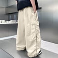 thumbnail image 6 of zbxnLI Boy's Wide Leg Pants Elastic Waist Drawstring Quick Dry Casual Pants Kids Baggy Fashion Trousers with Pockets, 6 of 8