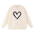 thumbnail image 6 of qelini Pullover Sweaters for Women Heart Print Crewneck Pullover Long Sleeve Blouses Casual Trendy Knitted Tops, 6 of 6